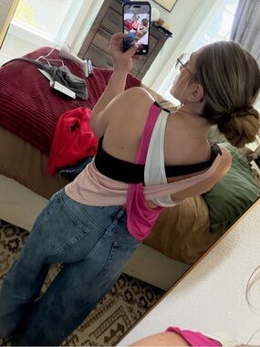 Urban Save Open Back Multi Colored Workout Tank Size Large